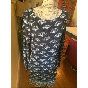 Hatley Blue and White Floral Shift Dress Women's Size Small 100% Cotton